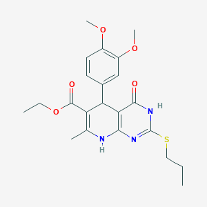 Ethyl 5-(3,4-dimethoxyphenyl)-7-methyl-4-oxo-2-(propylthio)-3,4,5,8-tetrahydropyrido[2,3-d]pyrimidine-6-carboxylate