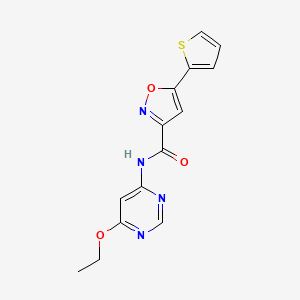 molecular formula C14H12N4O3S B2399703 N-(6-ethoxypyrimidin-4-yl)-5-(thiophen-2-yl)isoxazole-3-carboxamide CAS No. 1421530-81-5