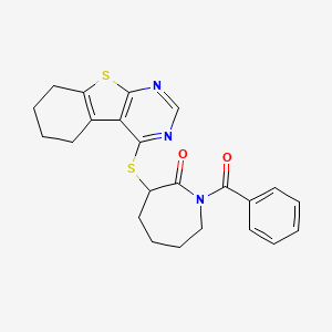molecular formula C23H23N3O2S2 B2399715 1-苯甲酰-3-(5,6,7,8-四氢-[1]苯并噻唑并[2,3-d]嘧啶-4-基硫代)氮杂环-2-酮 CAS No. 315691-79-3