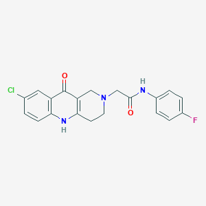 molecular formula C20H17ClFN3O2 B2399726 2-(8-chloro-10-oxo-3,4-dihydrobenzo[b][1,6]naphthyridin-2(1H,5H,10H)-yl)-N-(4-fluorophenyl)acetamide CAS No. 1226438-05-6
