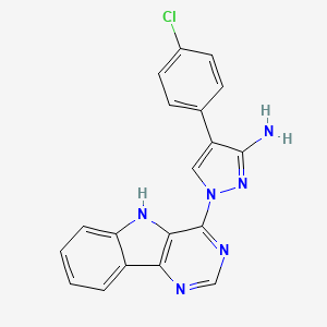 molecular formula C19H13ClN6 B2399730 4-(4-氯苯基)-1-(5H-嘧啶并[5,4-b]吲哚-4-基)-1H-吡唑-3-胺 CAS No. 318469-18-0