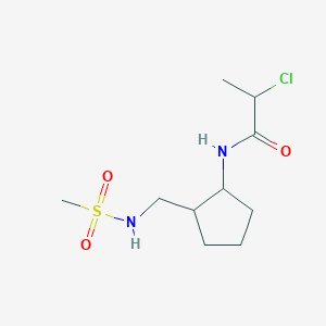 molecular formula C10H19ClN2O3S B2399731 2-Chloro-N-[2-(methanesulfonamidomethyl)cyclopentyl]propanamide CAS No. 2411275-88-0