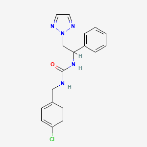molecular formula C18H18ClN5O B2399732 1-(4-chlorobenzyl)-3-(1-phenyl-2-(2H-1,2,3-triazol-2-yl)ethyl)urea CAS No. 2319721-34-9