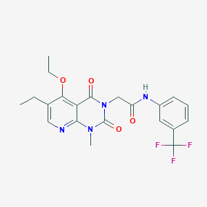 molecular formula C21H21F3N4O4 B2399734 2-(5-ethoxy-6-ethyl-1-methyl-2,4-dioxo-1,2-dihydropyrido[2,3-d]pyrimidin-3(4H)-yl)-N-(3-(trifluoromethyl)phenyl)acetamide CAS No. 1005303-58-1