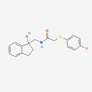 molecular formula C18H18FNO2S B2399739 2-((4-氟苯基)硫代)-N-((1-羟基-2,3-二氢-1H-茚-1-基)甲基)乙酰胺 CAS No. 1396781-88-6
