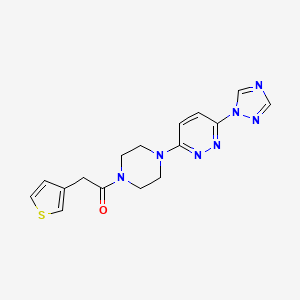 molecular formula C16H17N7OS B2399743 1-(4-(6-(1H-1,2,4-triazol-1-yl)pyridazin-3-yl)piperazin-1-yl)-2-(thiophen-3-yl)ethanone CAS No. 1797160-30-5