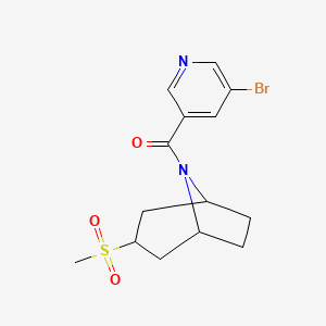 molecular formula C14H17BrN2O3S B2399747 (5-bromopyridin-3-yl)((1R,5S)-3-(methylsulfonyl)-8-azabicyclo[3.2.1]octan-8-yl)methanone CAS No. 1706384-14-6