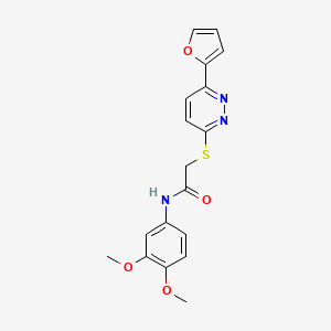 molecular formula C18H17N3O4S B2399750 N-(3,4-dimethoxyphenyl)-2-[6-(furan-2-yl)pyridazin-3-yl]sulfanylacetamide CAS No. 872723-58-5