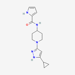 molecular formula C16H21N5O B2399763 N-(1-(5-cyclopropyl-1H-pyrazol-3-yl)piperidin-4-yl)-1H-pyrrole-2-carboxamide CAS No. 2034201-58-4