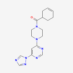 molecular formula C17H21N7O B2399767 (4-(6-(1H-1,2,4-トリアゾール-1-イル)ピリミジン-4-イル)ピペラジン-1-イル)(シクロヘキサ-3-エン-1-イル)メタノン CAS No. 1795457-51-0