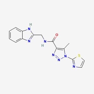 molecular formula C15H13N7OS B2399768 N-((1H-benzo[d]imidazol-2-yl)methyl)-5-methyl-1-(thiazol-2-yl)-1H-1,2,3-triazole-4-carboxamide CAS No. 1286724-85-3