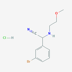 molecular formula C11H14BrClN2O B2399780 2-(3-Bromophenyl)-2-[(2-methoxyethyl)amino]acetonitrile hydrochloride CAS No. 1215527-49-3