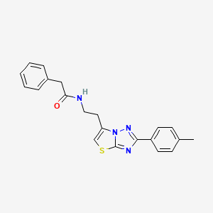 molecular formula C21H20N4OS B2399790 2-苯基-N-(2-(2-(对甲苯基)噻唑并[3,2-b][1,2,4]三唑-6-基)乙基)乙酰胺 CAS No. 896012-52-5