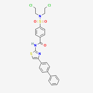4-[bis(2-chloroethyl)sulfamoyl]-N-[4-(4-phenylphenyl)-1,3-thiazol-2-yl]benzamide