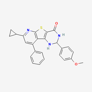 11-cyclopropyl-4-(4-methoxyphenyl)-13-phenyl-8-thia-3,5,10-triazatricyclo[7.4.0.02,7]trideca-1(9),2(7),10,12-tetraen-6-one