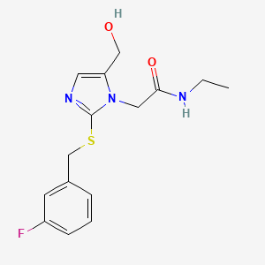 molecular formula C15H18FN3O2S B2399809 N-ethyl-2-(2-((3-fluorobenzyl)thio)-5-(hydroxymethyl)-1H-imidazol-1-yl)acetamide CAS No. 921547-78-6