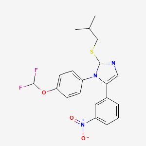 molecular formula C20H19F2N3O3S B2399811 1-(4-(二氟甲氧基)苯基)-2-(异丁基硫代)-5-(3-硝基苯基)-1H-咪唑 CAS No. 1226434-63-4