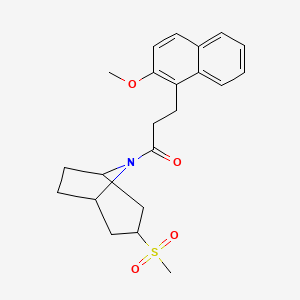 molecular formula C22H27NO4S B2399812 3-(2-methoxynaphthalen-1-yl)-1-((1R,5S)-3-(methylsulfonyl)-8-azabicyclo[3.2.1]octan-8-yl)propan-1-one CAS No. 1705783-56-7
