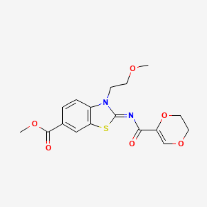 molecular formula C17H18N2O6S B2399814 Methyl 2-(2,3-dihydro-1,4-dioxine-5-carbonylimino)-3-(2-methoxyethyl)-1,3-benzothiazole-6-carboxylate CAS No. 864975-49-5