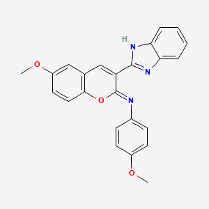 molecular formula C24H19N3O3 B2399817 N-[3-(1H-benzimidazol-2-yl)-6-methoxy-2H-chromen-2-ylidene]-N-(4-methoxyphenyl)amine CAS No. 1164499-69-7
