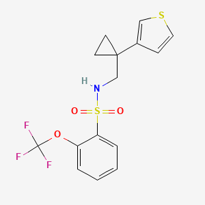 molecular formula C15H14F3NO3S2 B2399820 N-[(1-Thiophen-3-ylcyclopropyl)methyl]-2-(trifluoromethoxy)benzenesulfonamide CAS No. 2415500-81-9