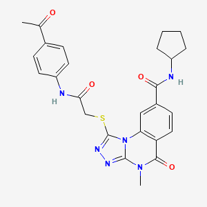 1-((2-((4-acetylphenyl)amino)-2-oxoethyl)thio)-N-cyclopentyl-4-methyl-5-oxo-4,5-dihydro-[1,2,4]triazolo[4,3-a]quinazoline-8-carboxamide