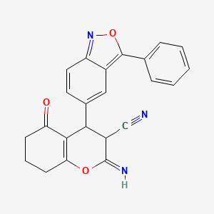 2-imino-5-oxo-4-(3-phenylbenzo[c]isoxazol-5-yl)-3,4,5,6,7,8-hexahydro-2H-chromene-3-carbonitrile