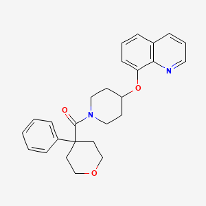 molecular formula C26H28N2O3 B2399847 (4-phenyltetrahydro-2H-pyran-4-yl)(4-(quinolin-8-yloxy)piperidin-1-yl)methanone CAS No. 1904419-68-6