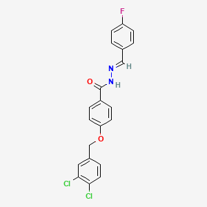 molecular formula C21H15Cl2FN2O2 B2399853 4-[(3,4-dichlorobenzyl)oxy]-N'-[(E)-(4-fluorophenyl)methylidene]benzenecarbohydrazide CAS No. 303987-18-0