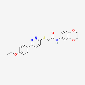 molecular formula C22H21N3O4S B2399854 N-(2,3-dihydrobenzo[b][1,4]dioxin-6-yl)-2-((6-(4-ethoxyphenyl)pyridazin-3-yl)thio)acetamide CAS No. 894000-48-7