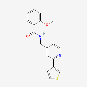 molecular formula C18H16N2O2S B2399877 2-methoxy-N-((2-(thiophen-3-yl)pyridin-4-yl)methyl)benzamide CAS No. 2034448-12-7