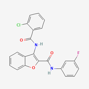 molecular formula C22H14ClFN2O3 B2399879 3-(2-chlorobenzamido)-N-(3-fluorophenyl)benzofuran-2-carboxamide CAS No. 862977-68-2