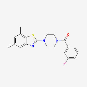 molecular formula C20H20FN3OS B2399883 (4-(5,7-Dimethylbenzo[d]thiazol-2-yl)piperazin-1-yl)(3-fluorophenyl)methanone CAS No. 897482-27-8