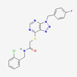 molecular formula C20H16ClFN6OS B2399884 N-(2-chlorobenzyl)-2-((3-(4-fluorobenzyl)-3H-[1,2,3]triazolo[4,5-d]pyrimidin-7-yl)thio)acetamide CAS No. 863458-02-0