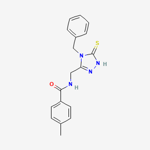 molecular formula C18H18N4OS B2399888 N-[(4-苄基-5-硫代亚磺酰基-1H-1,2,4-三唑-3-基)甲基]-4-甲基苯甲酰胺 CAS No. 392248-06-5
