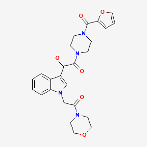 molecular formula C25H26N4O6 B2399901 1-(4-(furan-2-carbonyl)piperazin-1-yl)-2-(1-(2-morpholino-2-oxoethyl)-1H-indol-3-yl)ethane-1,2-dione CAS No. 872855-36-2