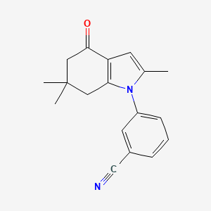 molecular formula C18H18N2O B2399905 3-(2,6,6-Trimethyl-4-oxo-5,6,7-trihydroindolyl)benzenecarbonitrile CAS No. 1022580-03-5