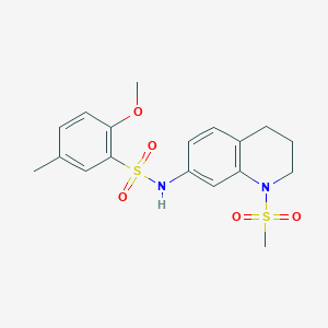 molecular formula C18H22N2O5S2 B2399909 2-methoxy-5-methyl-N-(1-methylsulfonyl-3,4-dihydro-2H-quinolin-7-yl)benzenesulfonamide CAS No. 946226-35-3
