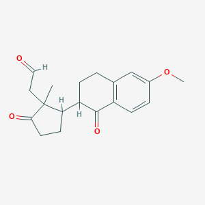 molecular formula C19H22O4 B239991 [2-(6-Methoxy-1-oxo-1,2,3,4-tetrahydro-2-naphthalenyl)-1-methyl-5-oxocyclopentyl]acetaldehyde 