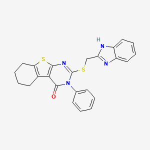 molecular formula C24H20N4OS2 B2399916 2-(1H-benzimidazol-2-ylmethylsulfanyl)-3-phenyl-5,6,7,8-tetrahydro-[1]benzothiolo[2,3-d]pyrimidin-4-one CAS No. 354130-08-8