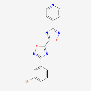 molecular formula C15H8BrN5O2 B2399919 3-(3-Bromophenyl)-3'-pyridin-4-yl-5,5'-bi-1,2,4-oxadiazole CAS No. 1775536-25-8