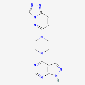 molecular formula C14H14N10 B2399921 4-[4-([1,2,4]Triazolo[4,3-b]pyridazin-6-yl)piperazin-1-yl]-1H-pyrazolo[3,4-d]pyrimidine CAS No. 2380181-44-0