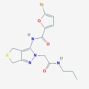 molecular formula C15H17BrN4O3S B2399927 5-bromo-N-(2-(2-oxo-2-(propylamino)ethyl)-4,6-dihydro-2H-thieno[3,4-c]pyrazol-3-yl)furan-2-carboxamide CAS No. 1105202-59-2