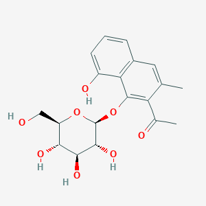 molecular formula C19H22O8 B2399929 1-[8-hydroxy-3-methyl-1-[(2S,3R,4S,5S,6R)-3,4,5-trihydroxy-6-(hydroxymethyl)oxan-2-yl]oxynaphthalen-2-yl]ethanone CAS No. 23140-69-4