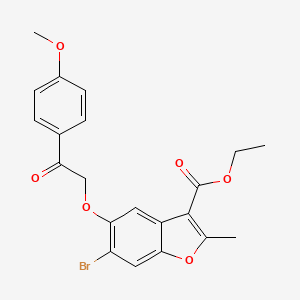 molecular formula C21H19BrO6 B2399935 Ethyl-6-brom-5-[2-(4-Methoxyphenyl)-2-oxoethoxy]-2-methyl-1-benzofuran-3-carboxylat CAS No. 308295-68-3