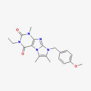 molecular formula C20H23N5O3 B2399953 2-Ethyl-6-[(4-methoxyphenyl)methyl]-4,7,8-trimethylpurino[7,8-a]imidazole-1,3-dione CAS No. 876902-49-7