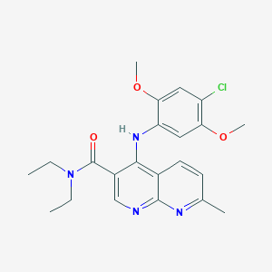 molecular formula C22H25ClN4O3 B2399957 4-((4-chloro-2,5-dimethoxyphenyl)amino)-N,N-diethyl-7-methyl-1,8-naphthyridine-3-carboxamide CAS No. 1251566-09-2