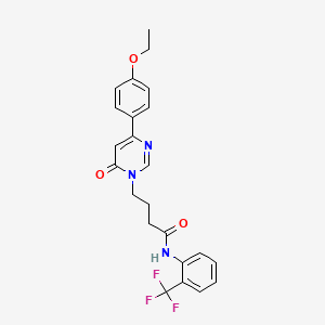 molecular formula C23H22F3N3O3 B2399965 4-(4-(4-ethoxyphenyl)-6-oxopyrimidin-1(6H)-yl)-N-(2-(trifluoromethyl)phenyl)butanamide CAS No. 1251666-34-8