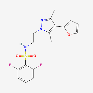 molecular formula C17H17F2N3O3S B2399968 2,6-difluoro-N-(2-(4-(furan-2-yl)-3,5-dimethyl-1H-pyrazol-1-yl)ethyl)benzenesulfonamide CAS No. 2034294-87-4