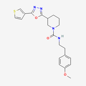molecular formula C21H24N4O3S B2399971 N-(4-甲氧基苯乙基)-3-(5-(噻吩-3-基)-1,3,4-恶二唑-2-基)哌啶-1-甲酰胺 CAS No. 1797579-96-4